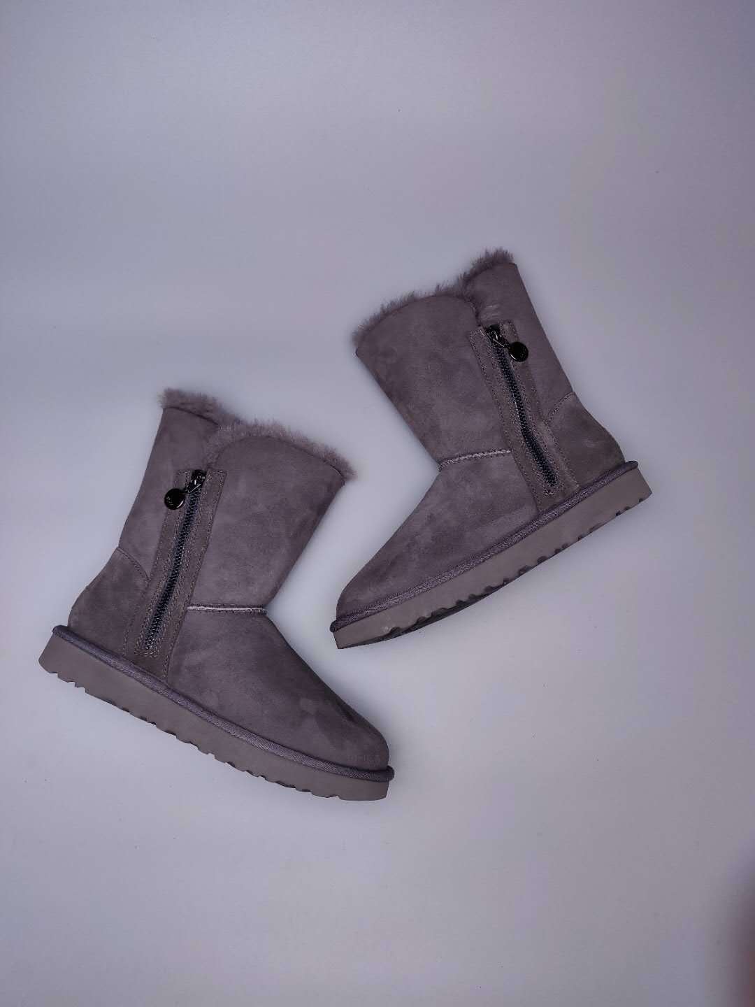 Gray Side-Zip Mid-Calf Boots – In Stock