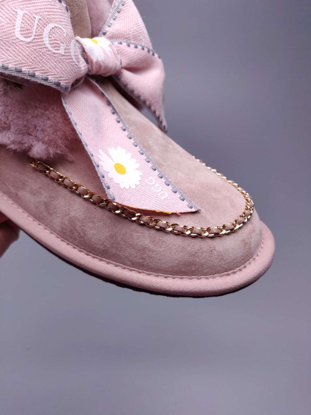 Dusk Pink Daisy Chain Ribbon Shoes – In Stock