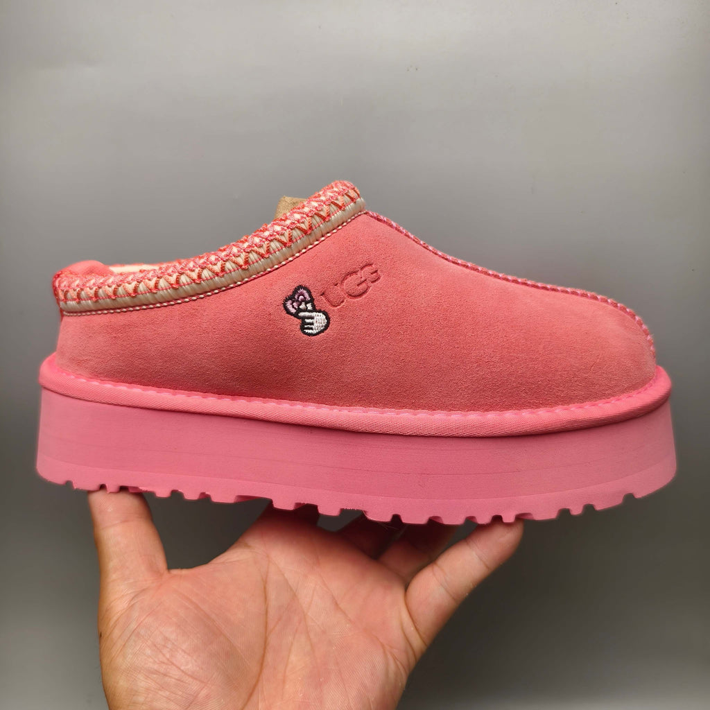 Rose Red Ethnic Style Thick-Sole Casual Shoes – In Stock