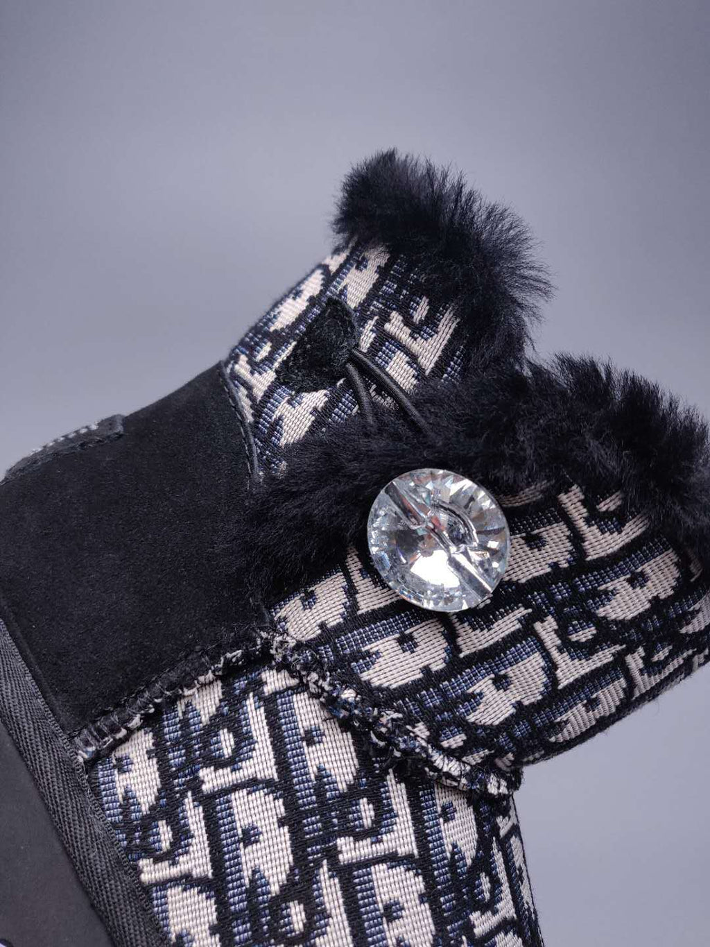 Black Dior-Style Textured Fabric Boots – In Stock