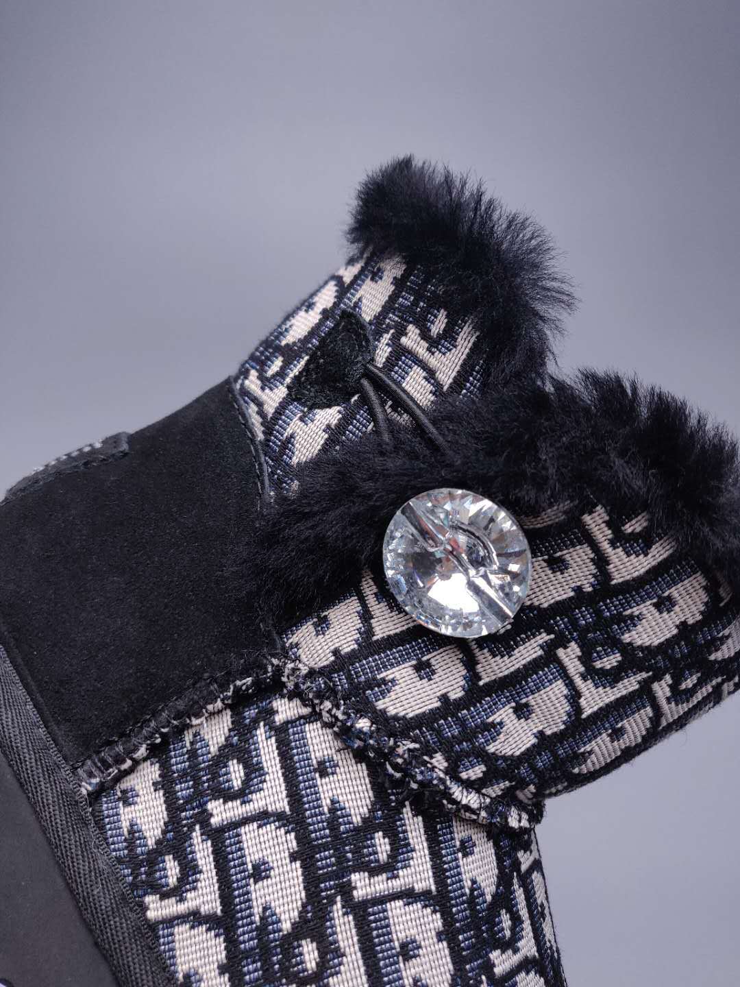 Black Dior-Style Textured Fabric Boots – In Stock
