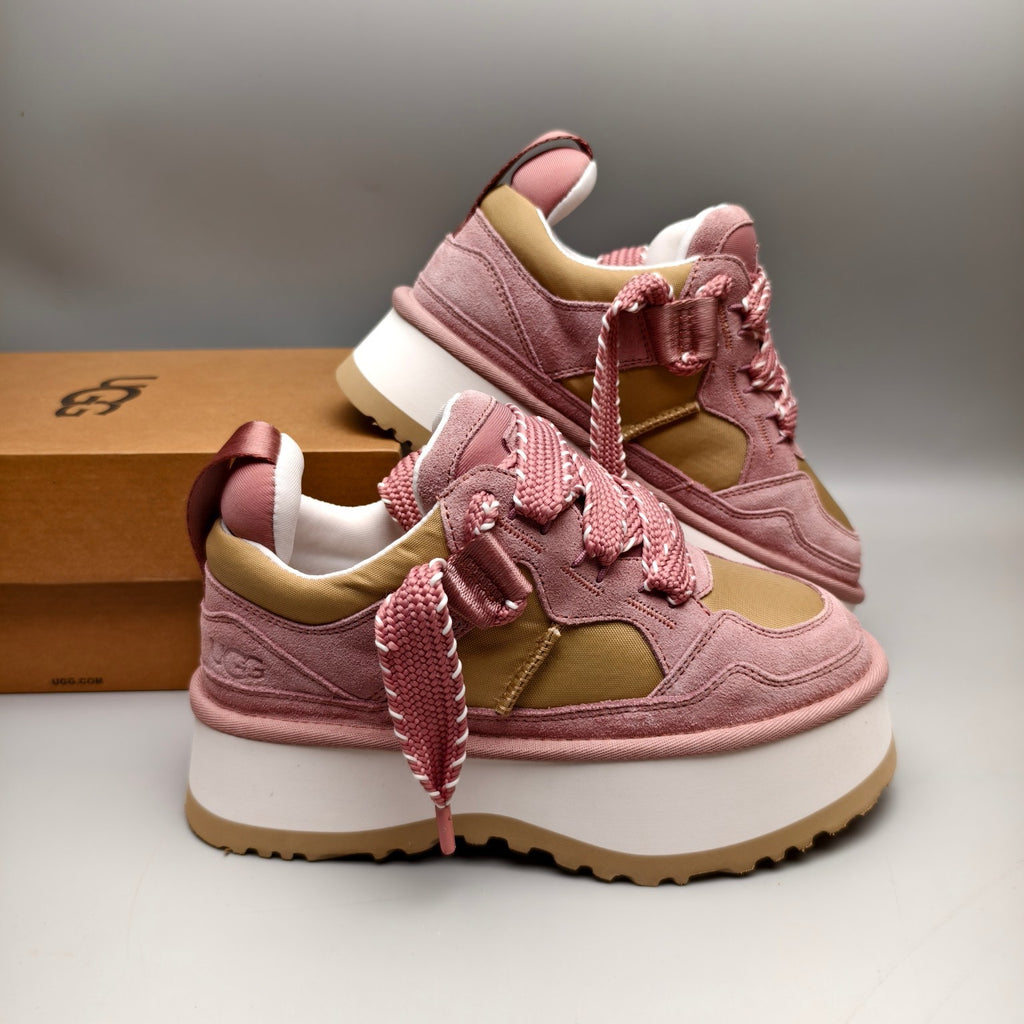 Pink Chunky Dad Sneakers – Lace-Up Casual Style – In Stock
