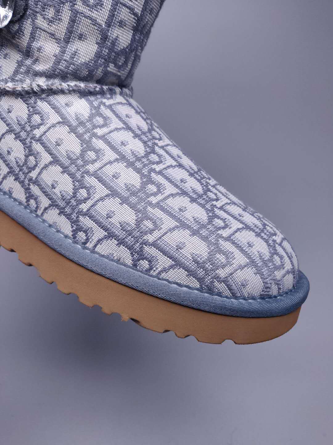 Gray Dior-Style Textured Fabric Boots – In Stock