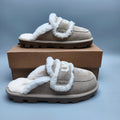 Sand Curly Fur Big Logo Casual Slippers – In Stock