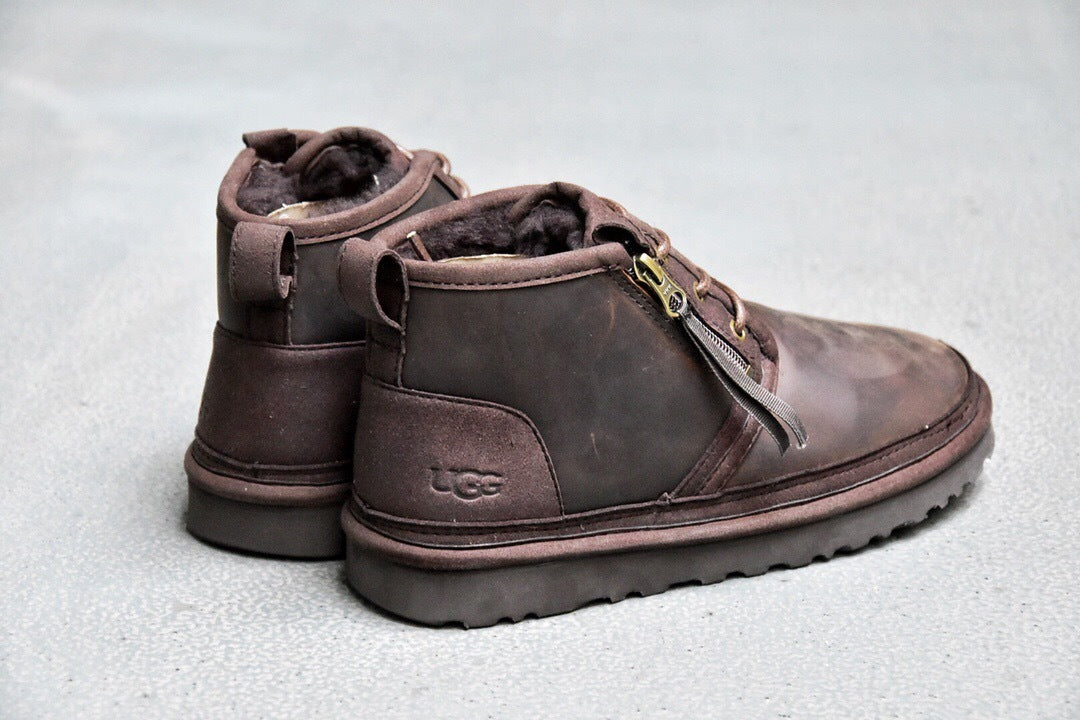 Men's Crazy Horse Leather Zip Shoes
