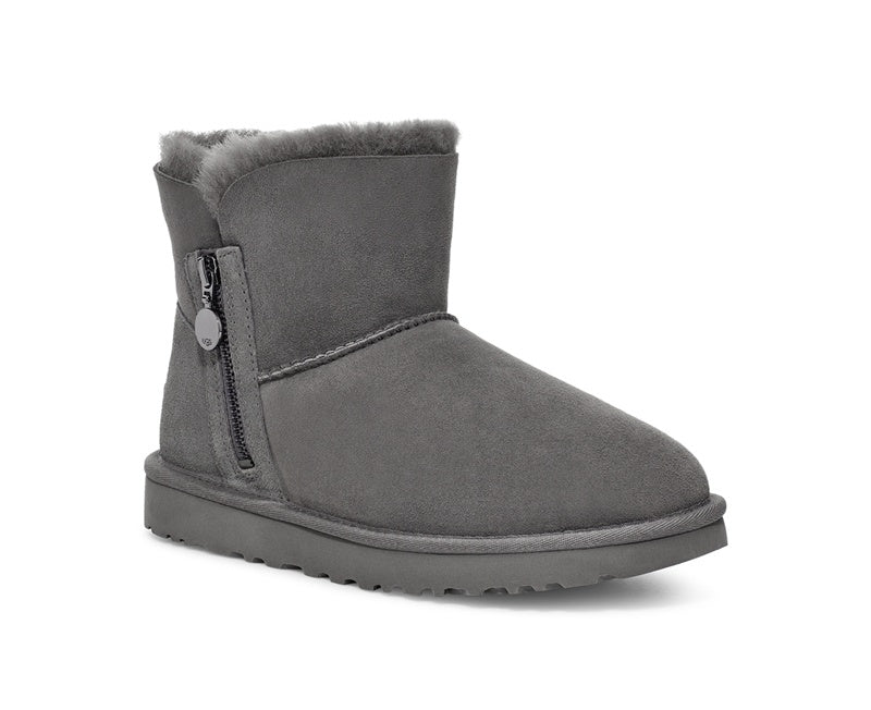 Gray Side-Zip Ankle Boots – In Stock