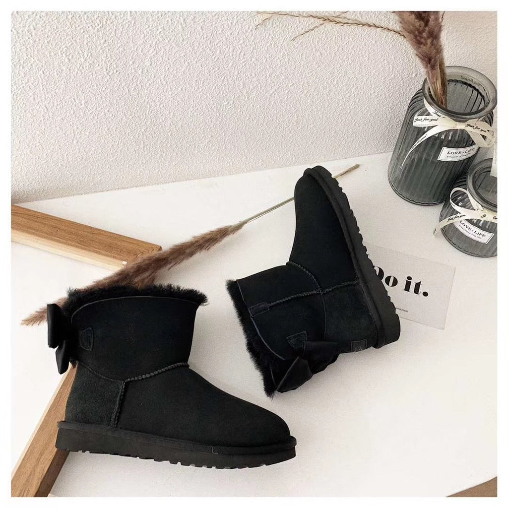 Black Chic Bow Ankle Boots – In Stock