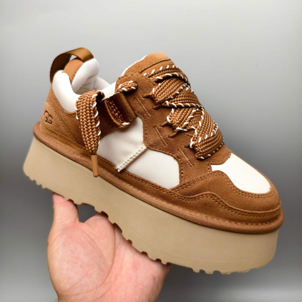 Chestnut Chunky Dad Sneakers – Lace-Up Casual Style – In Stock