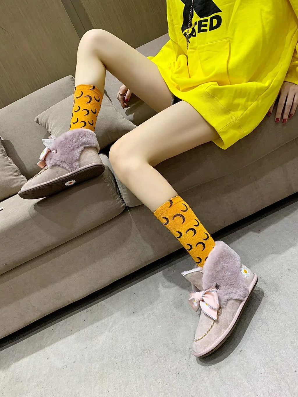 Dusk Pink Daisy Chain Ribbon Shoes – In Stock