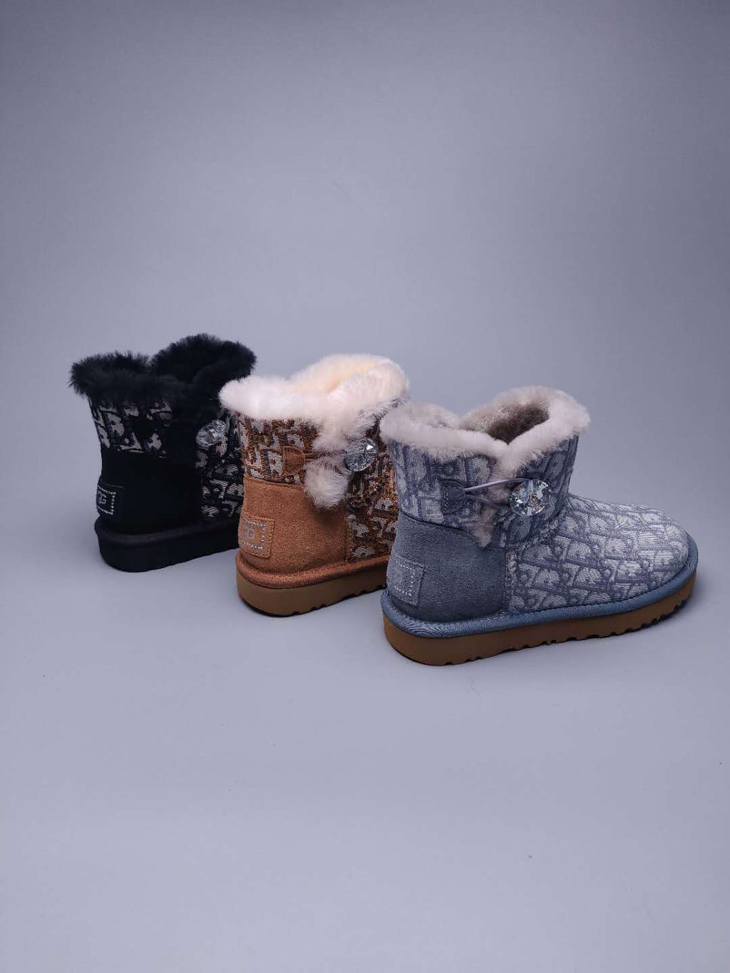 Chestnut Dior-Style Textured Fabric Boots – In Stock