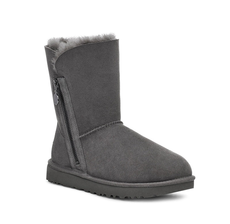 Gray Side-Zip Mid-Calf Boots – In Stock
