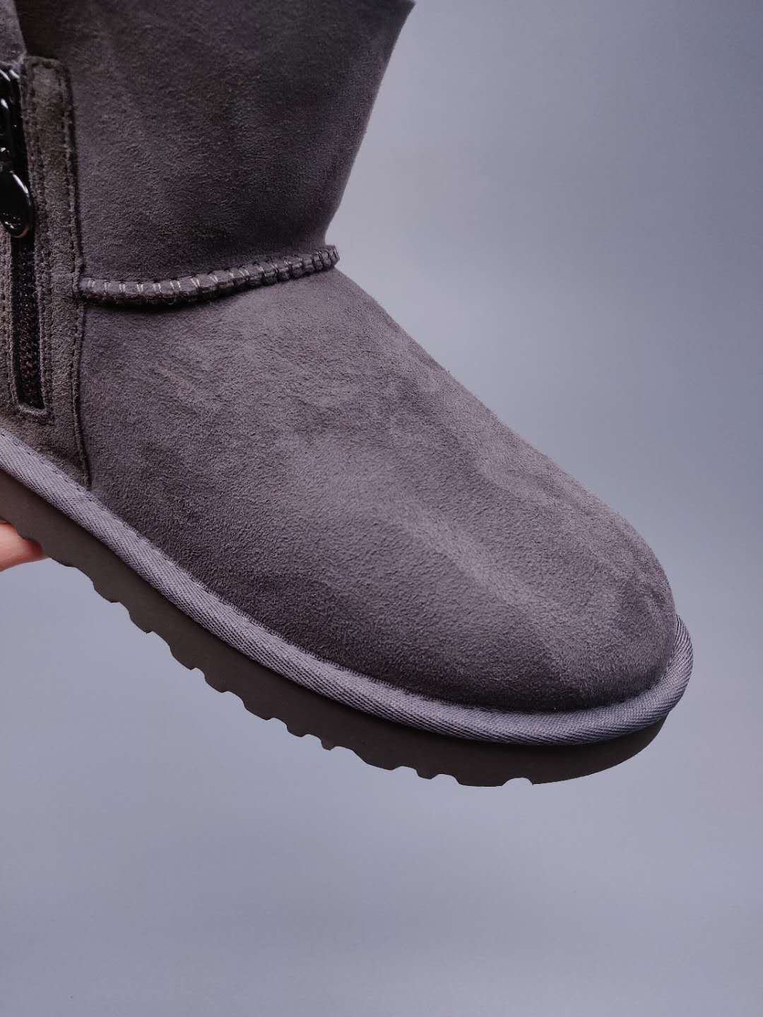 Gray Side-Zip Ankle Boots – In Stock