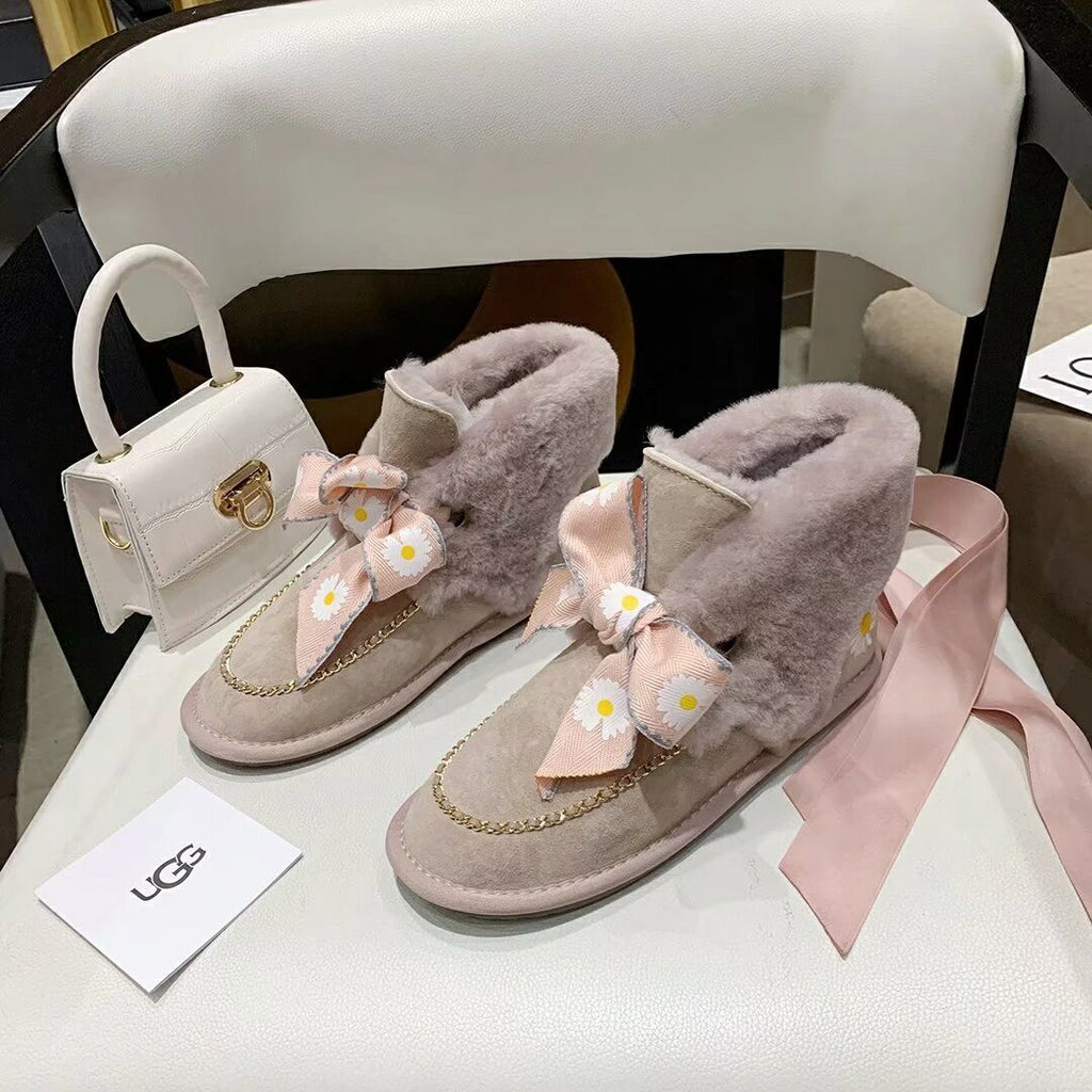 Dusk Pink Daisy Chain Ribbon Shoes – In Stock
