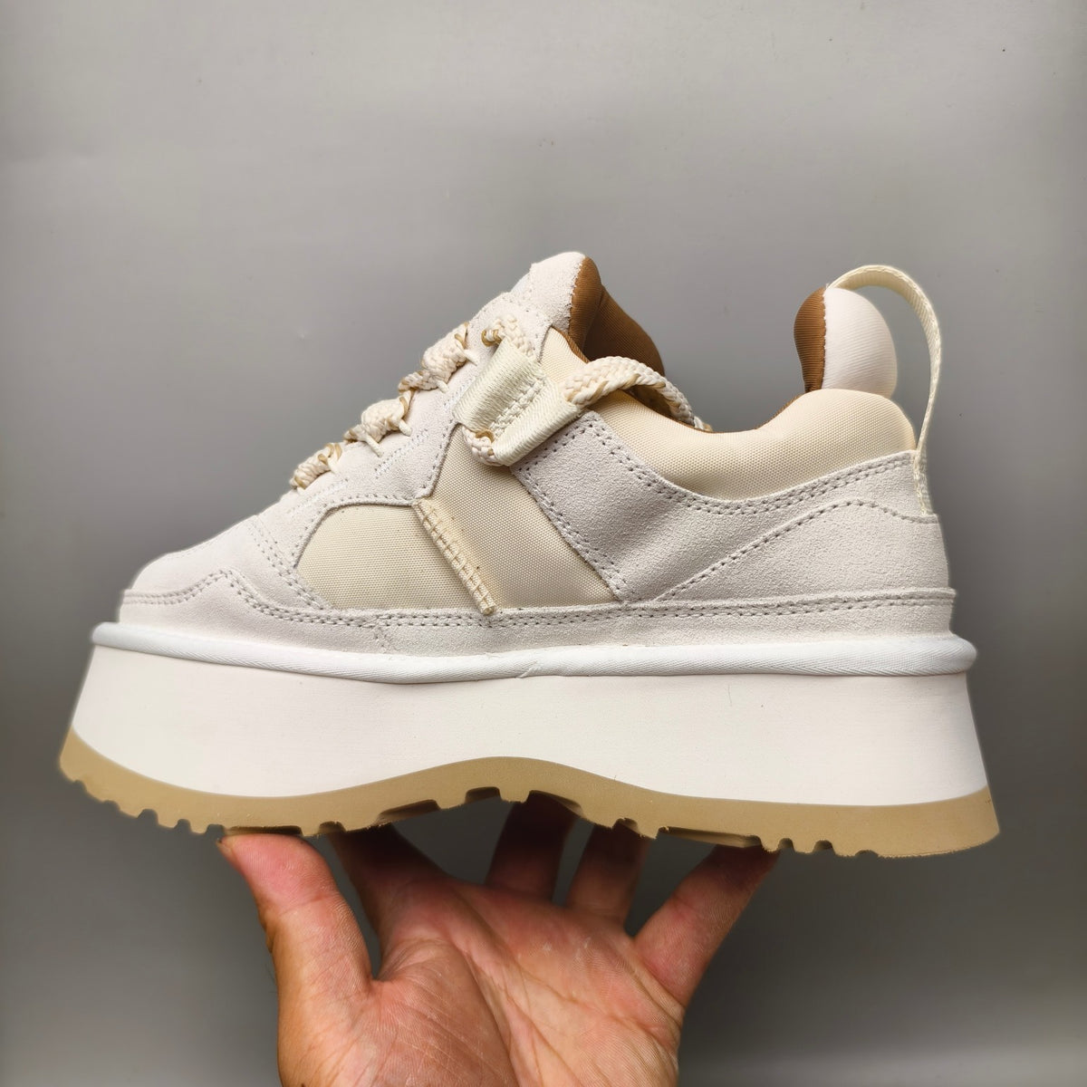 White Chunky Dad Sneakers – Lace-Up Casual Style – In Stock