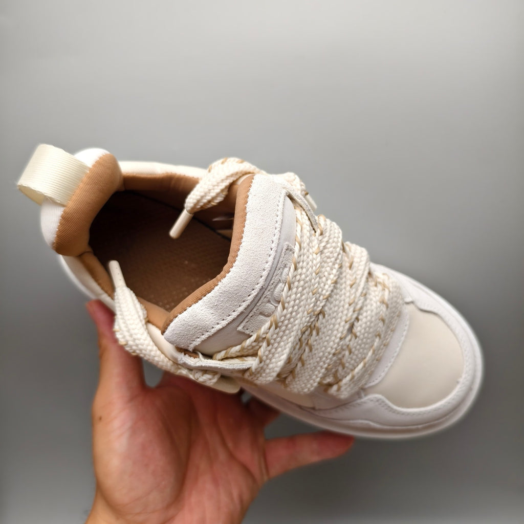 White Chunky Dad Sneakers – Lace-Up Casual Style – In Stock