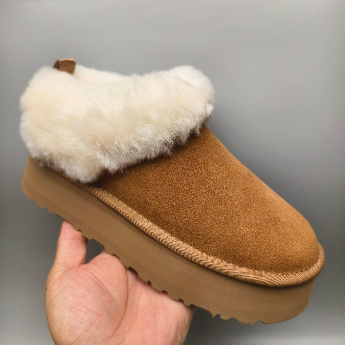 Chestnut Thick-Sole Suede Slip-On Lazy Shoes – In Stock