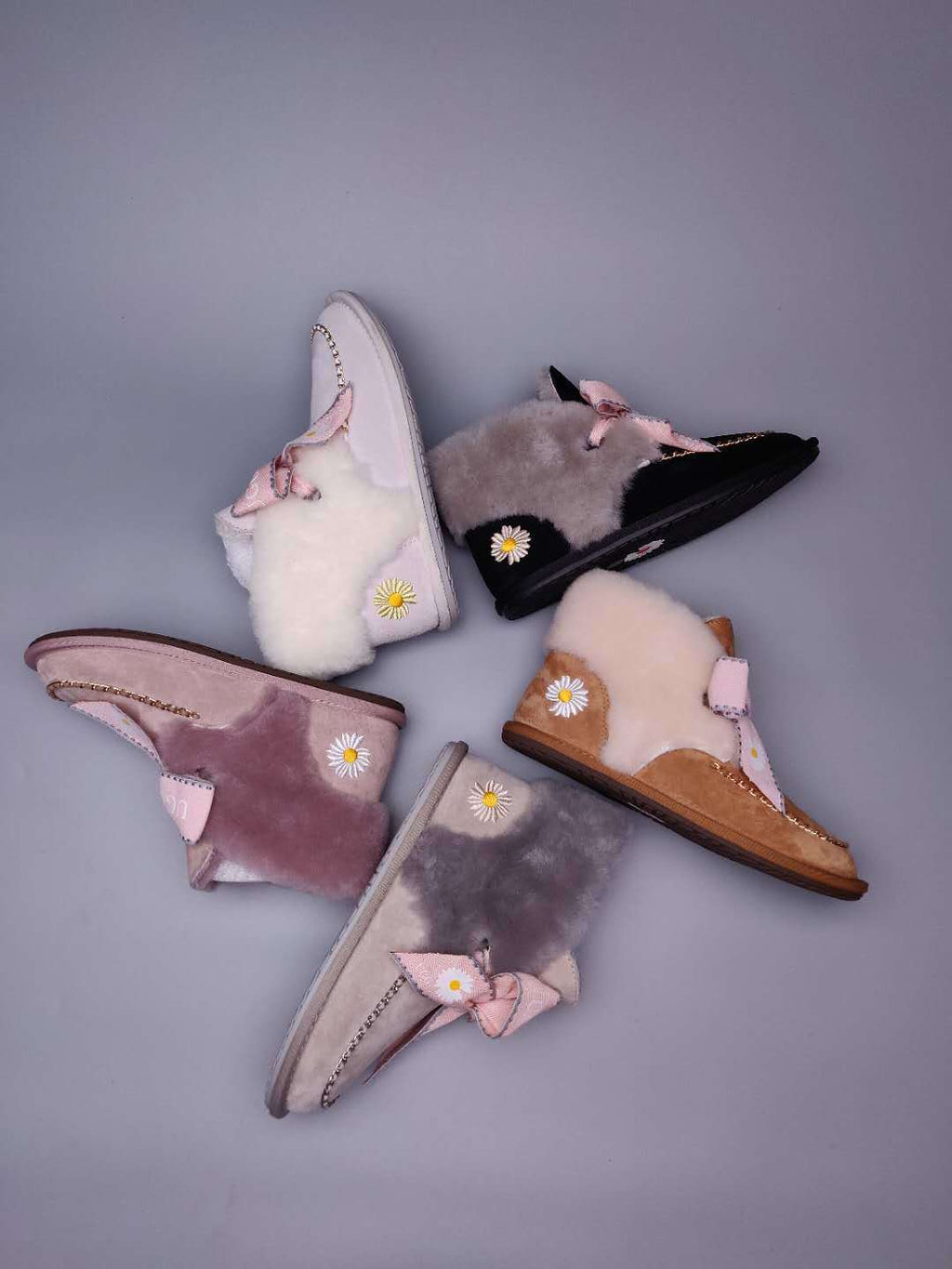Dusk Pink Daisy Chain Ribbon Shoes – In Stock