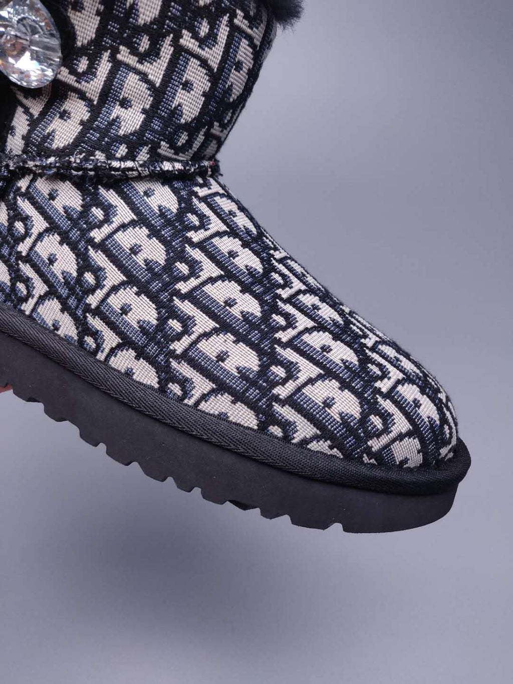 Black Dior-Style Textured Fabric Boots – In Stock