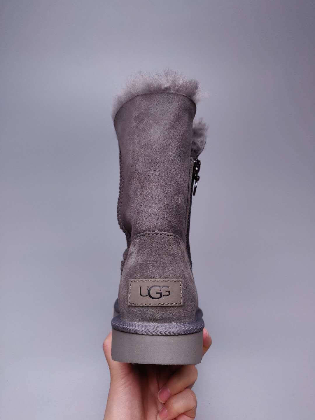 Gray Side-Zip Mid-Calf Boots – In Stock