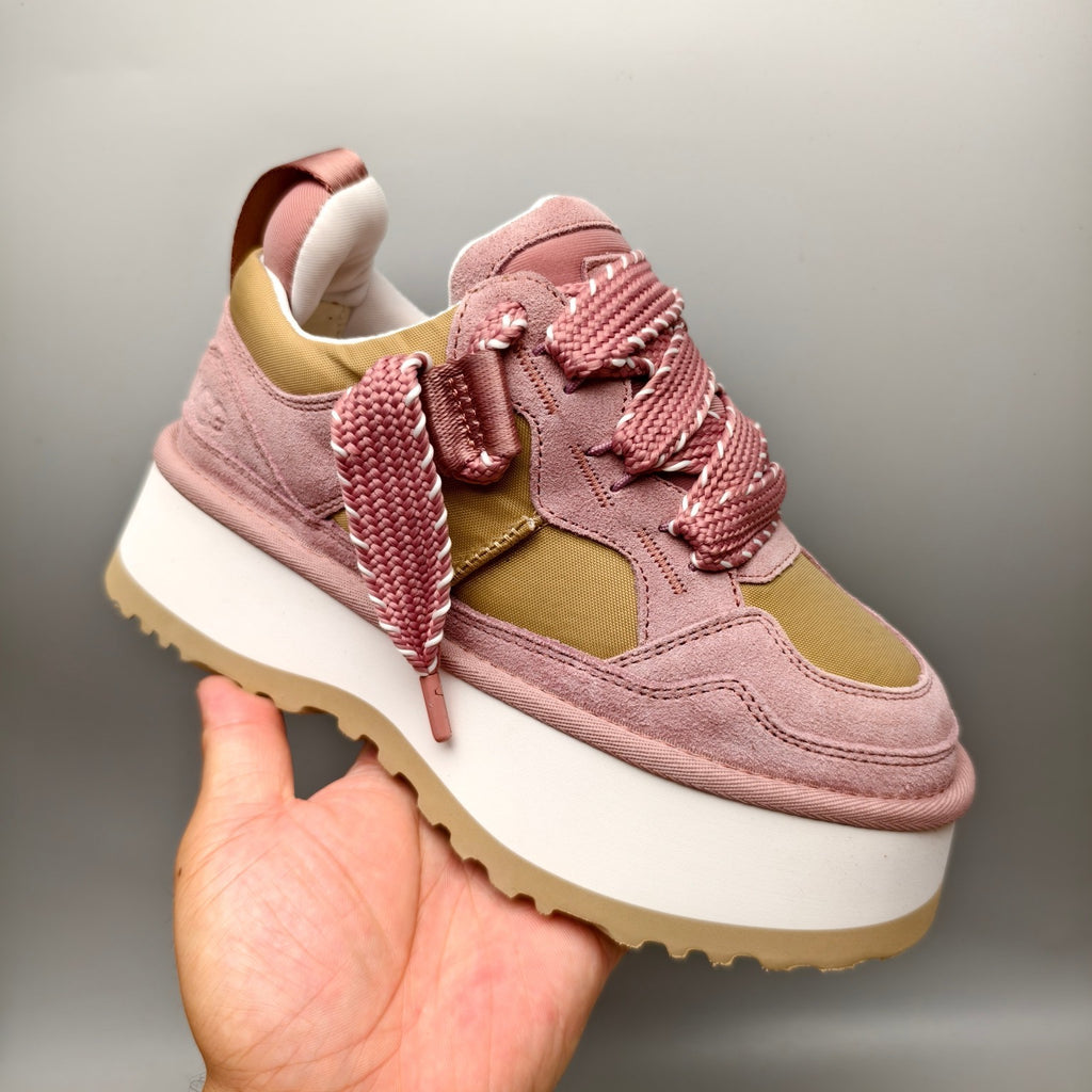 Pink Chunky Dad Sneakers – Lace-Up Casual Style – In Stock