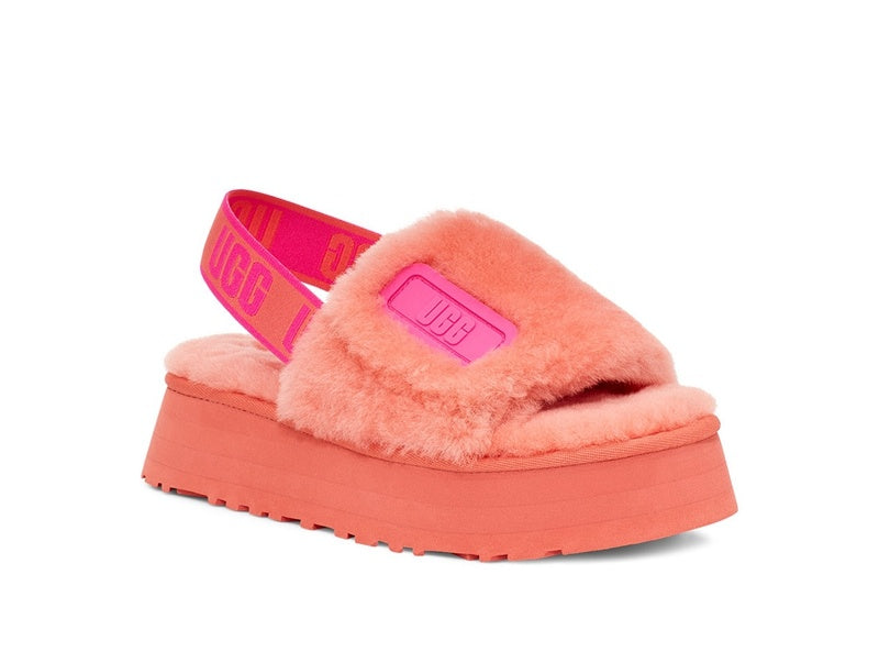 Coral Red Disco Fluffy Sandals – In Stock