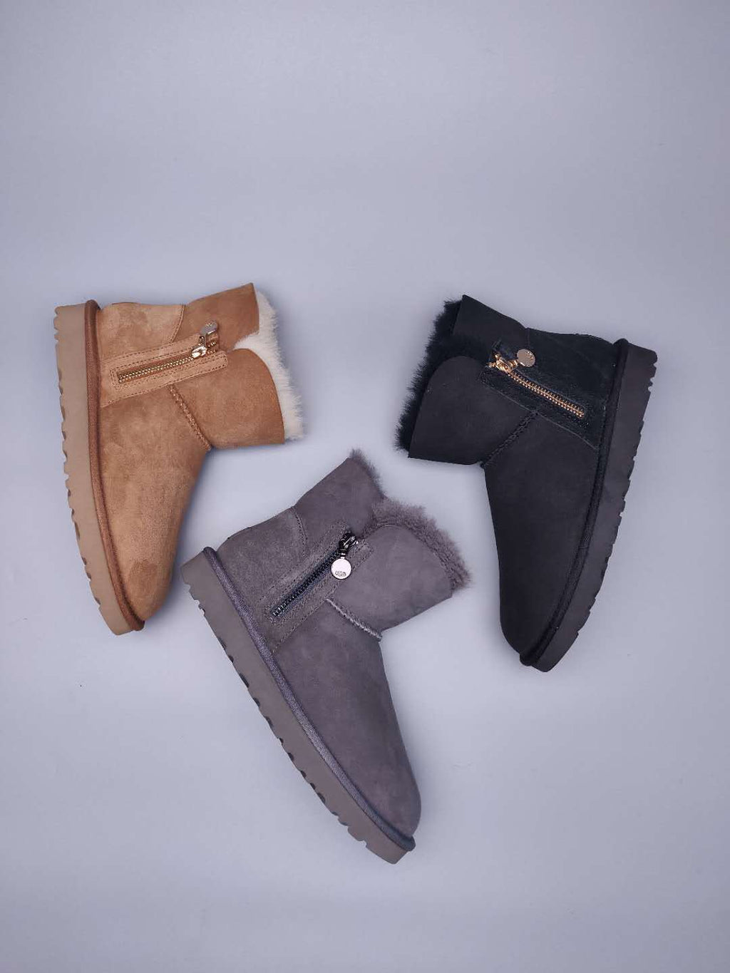 Gray Side-Zip Ankle Boots – In Stock
