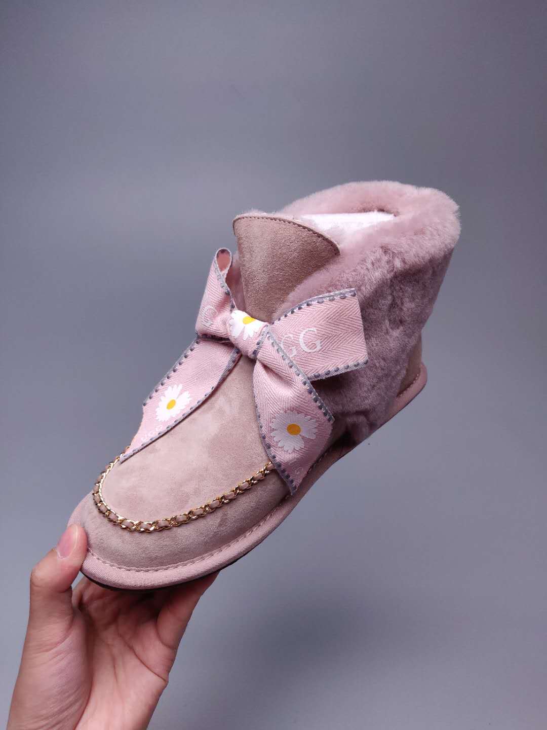 Dusk Pink Daisy Chain Ribbon Shoes – In Stock